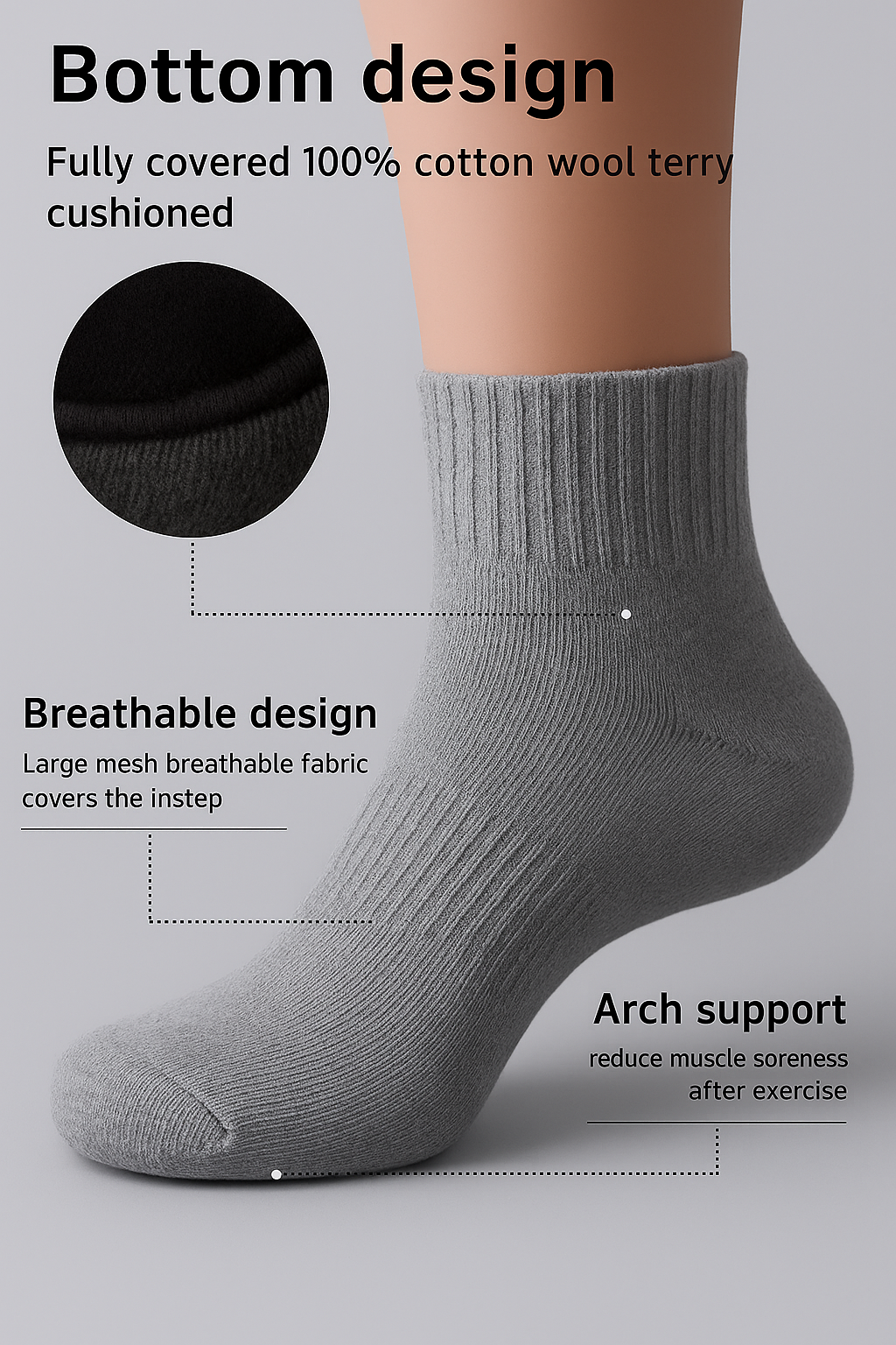 Men half Terry high socquette socks