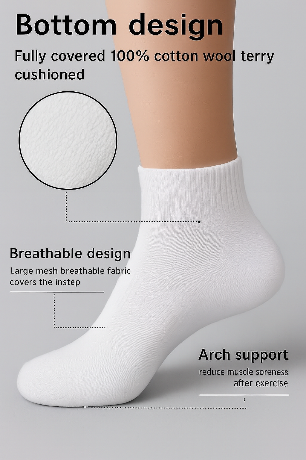 Men half Terry high socquette socks
