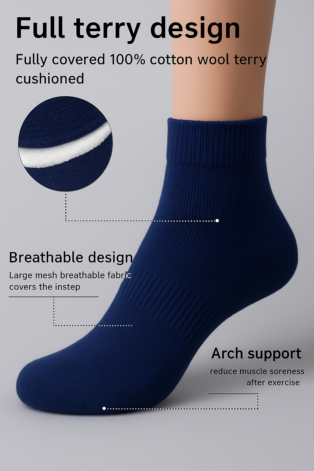 Men half Terry high socquette socks