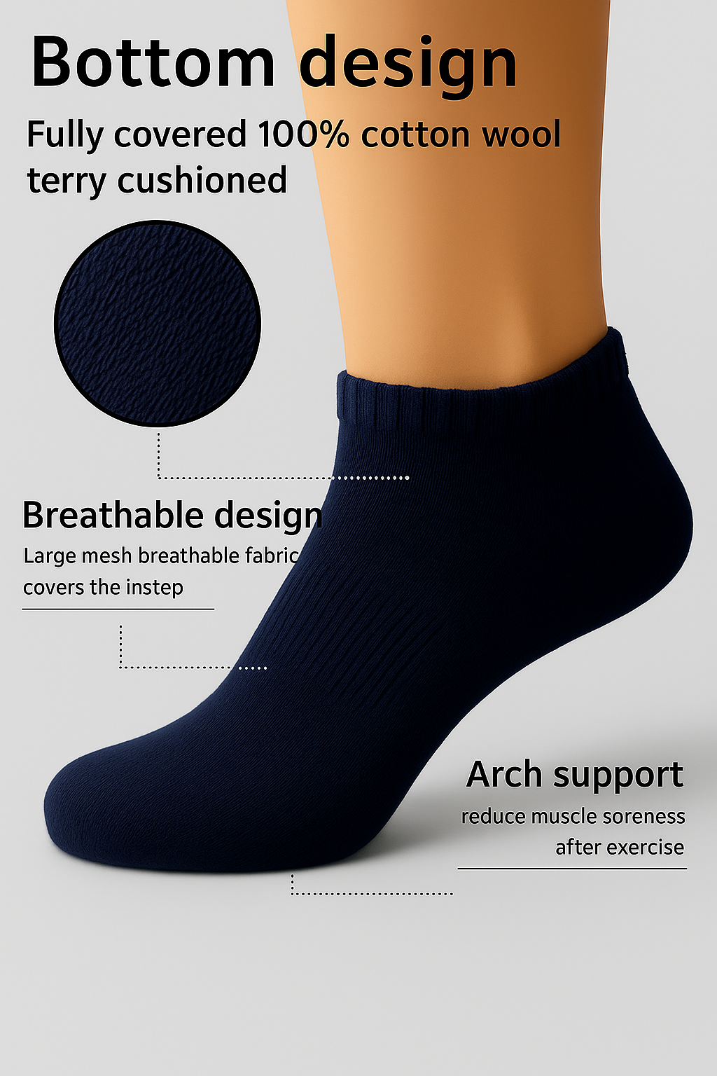 Men Half terrey socquette socks