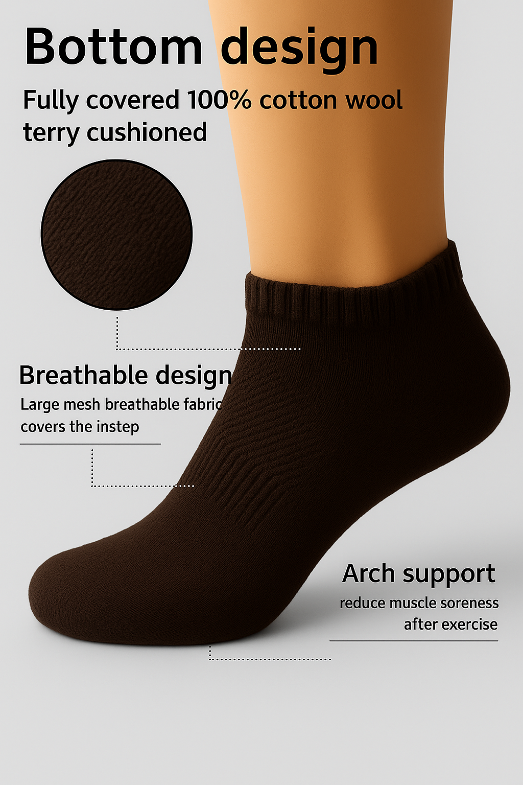 Men Half terrey socquette socks