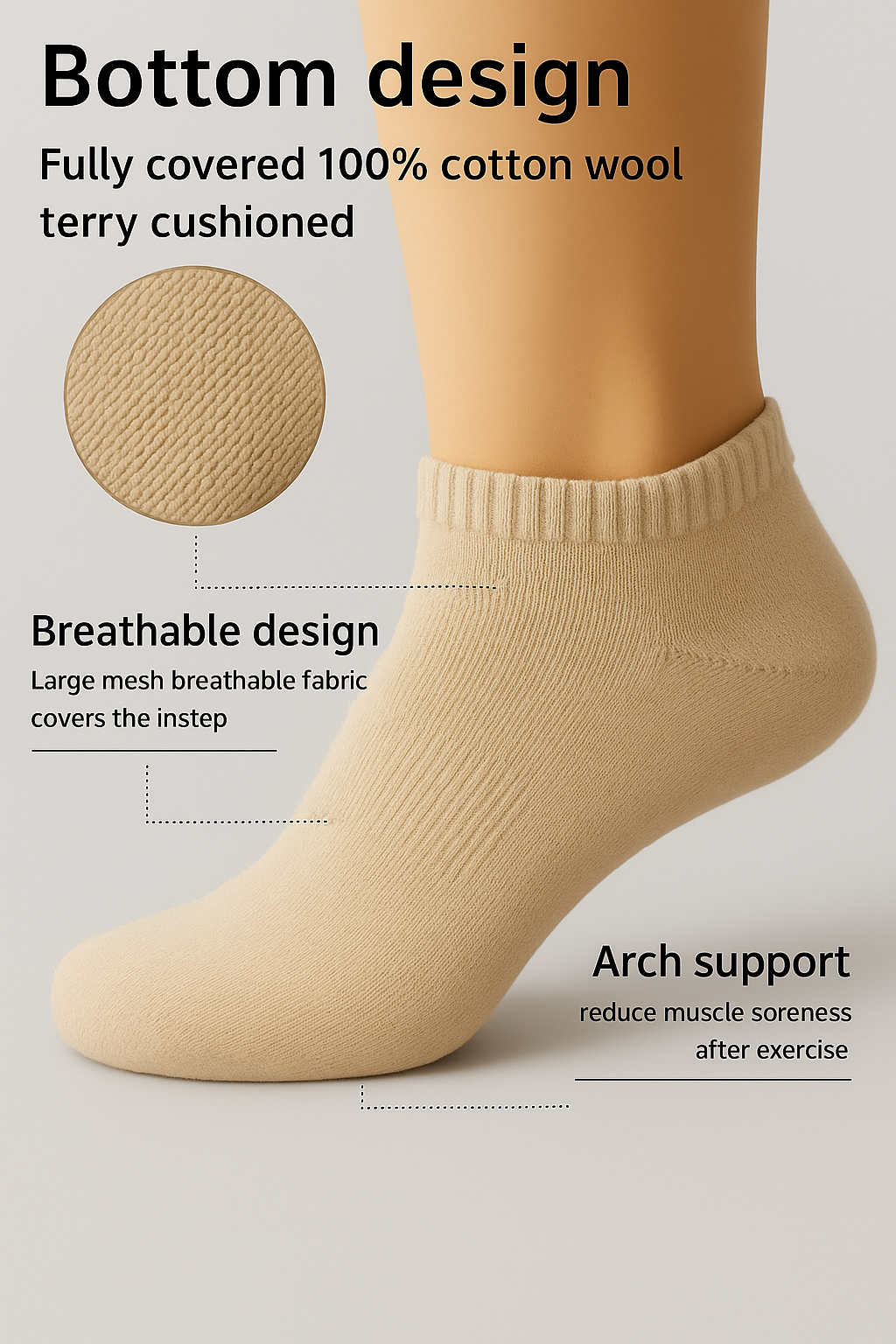 Men Half terrey socquette socks