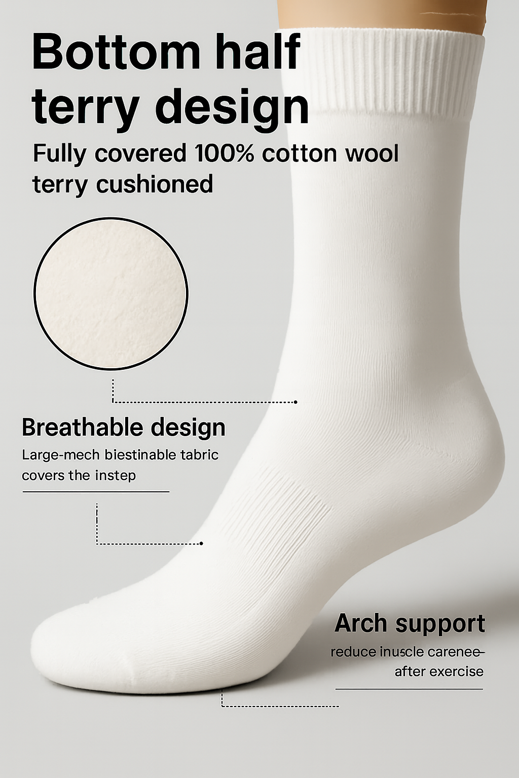 Men half Terry -Mid-calf Basic socks