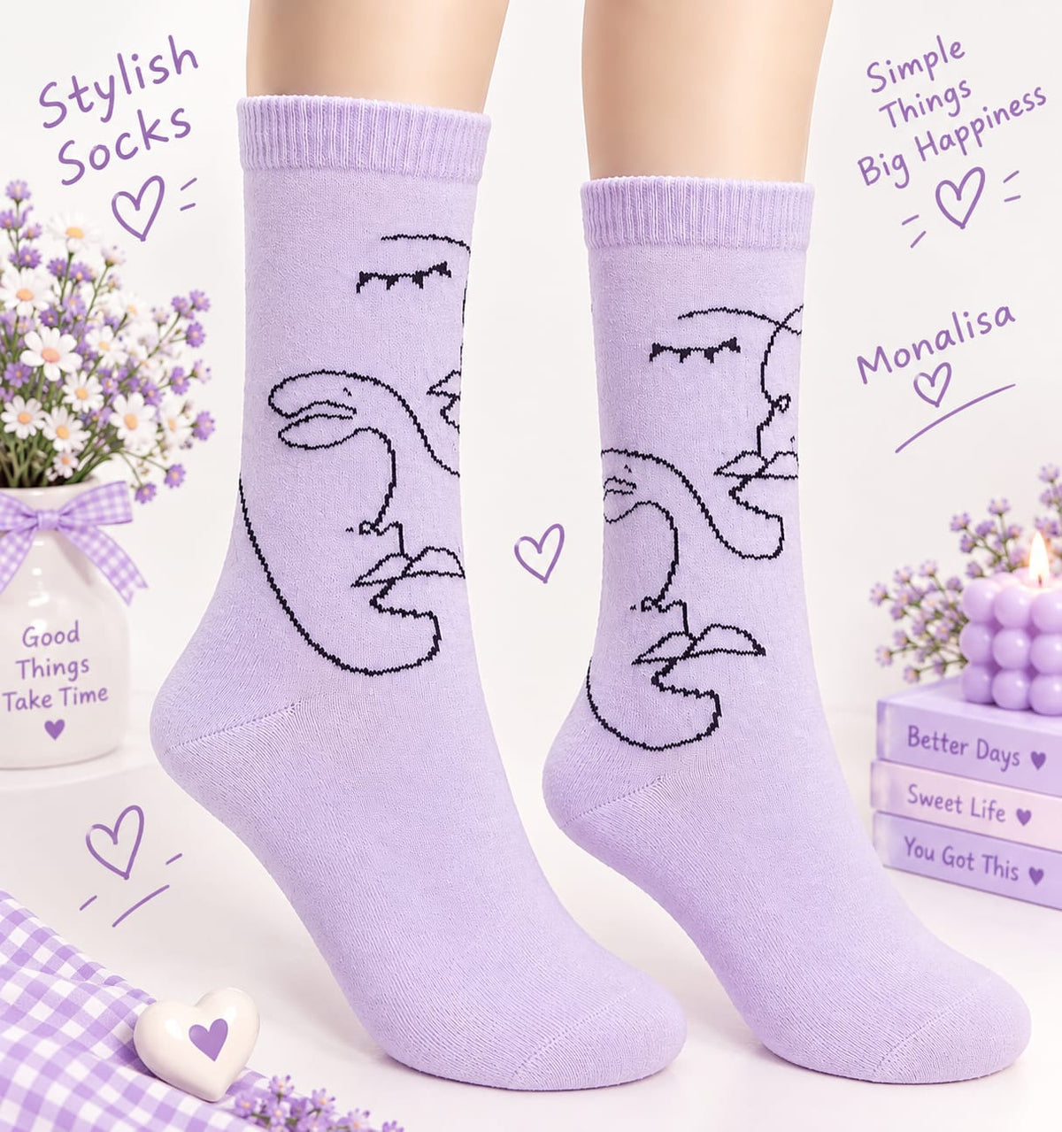 Minimalist Face Pattern Socks