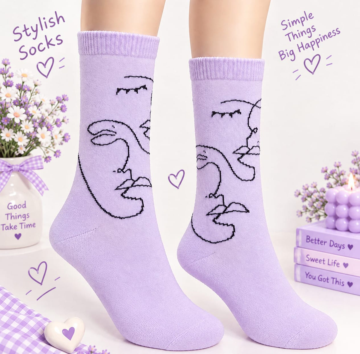 Minimalist Face Pattern Socks