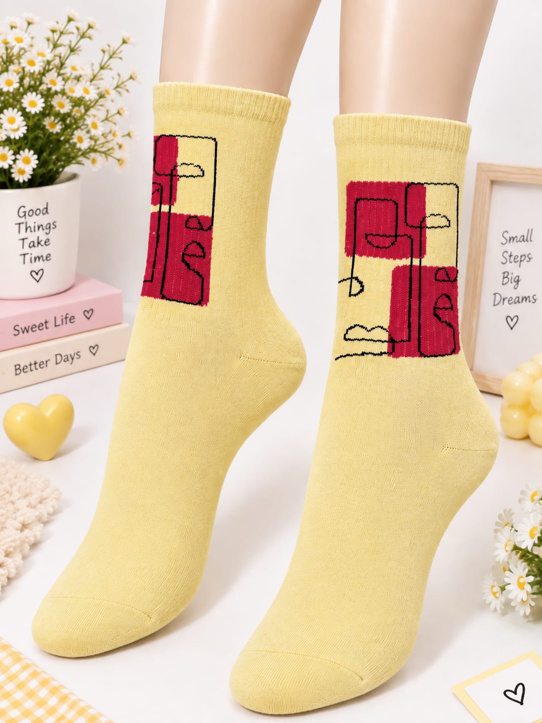 Cubism Line Art Socks